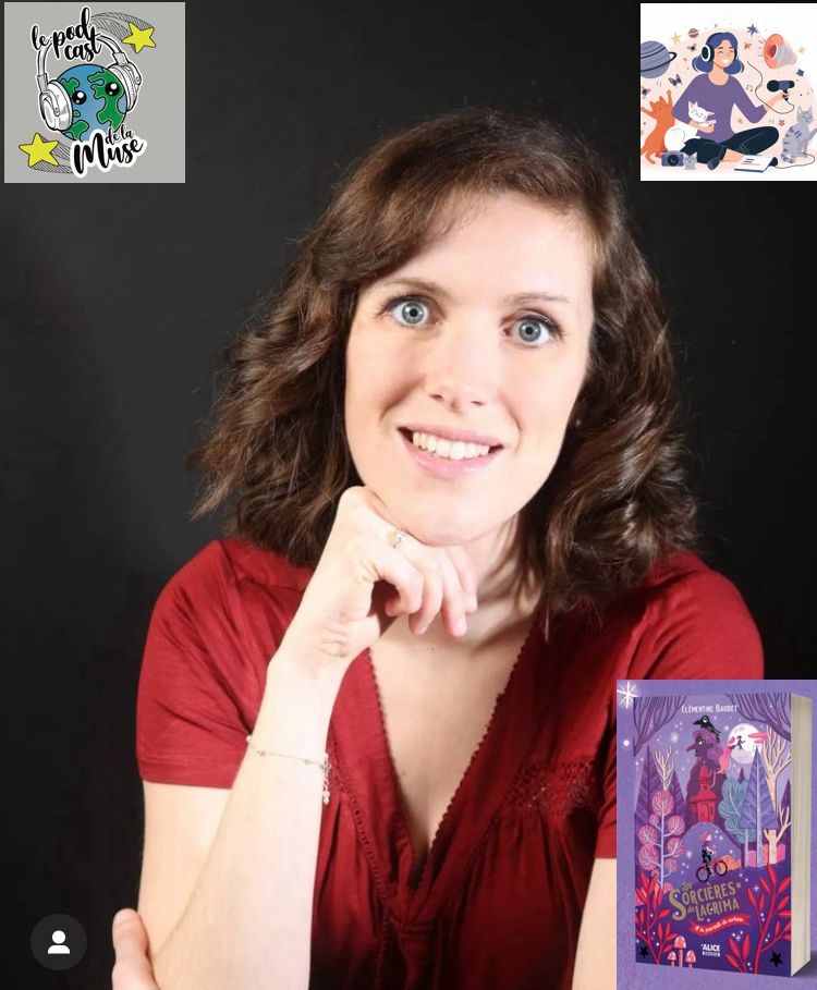 Clémentine Baudet avec les logos de la Muse et son livre