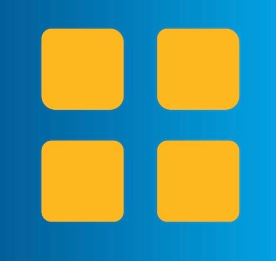 greggs logo: yellow shapes in a grid on a blue background 