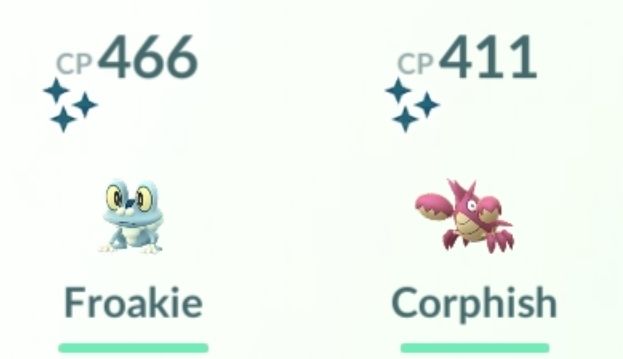 A shiny frog and A shiny lobster pokemon