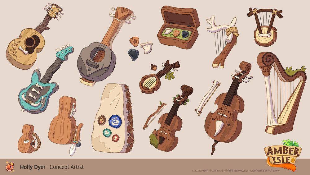 A set of dinosaur themed instruments made for Amber Isle