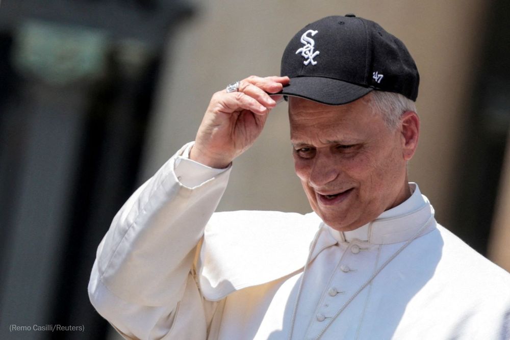 Pope Leo XIV wears a Chicago White Sox cap, on the day of his general audience in St. Peter's Square, at the Vatican June 11, 2025. Photo by Remo Casilli for Reuters.