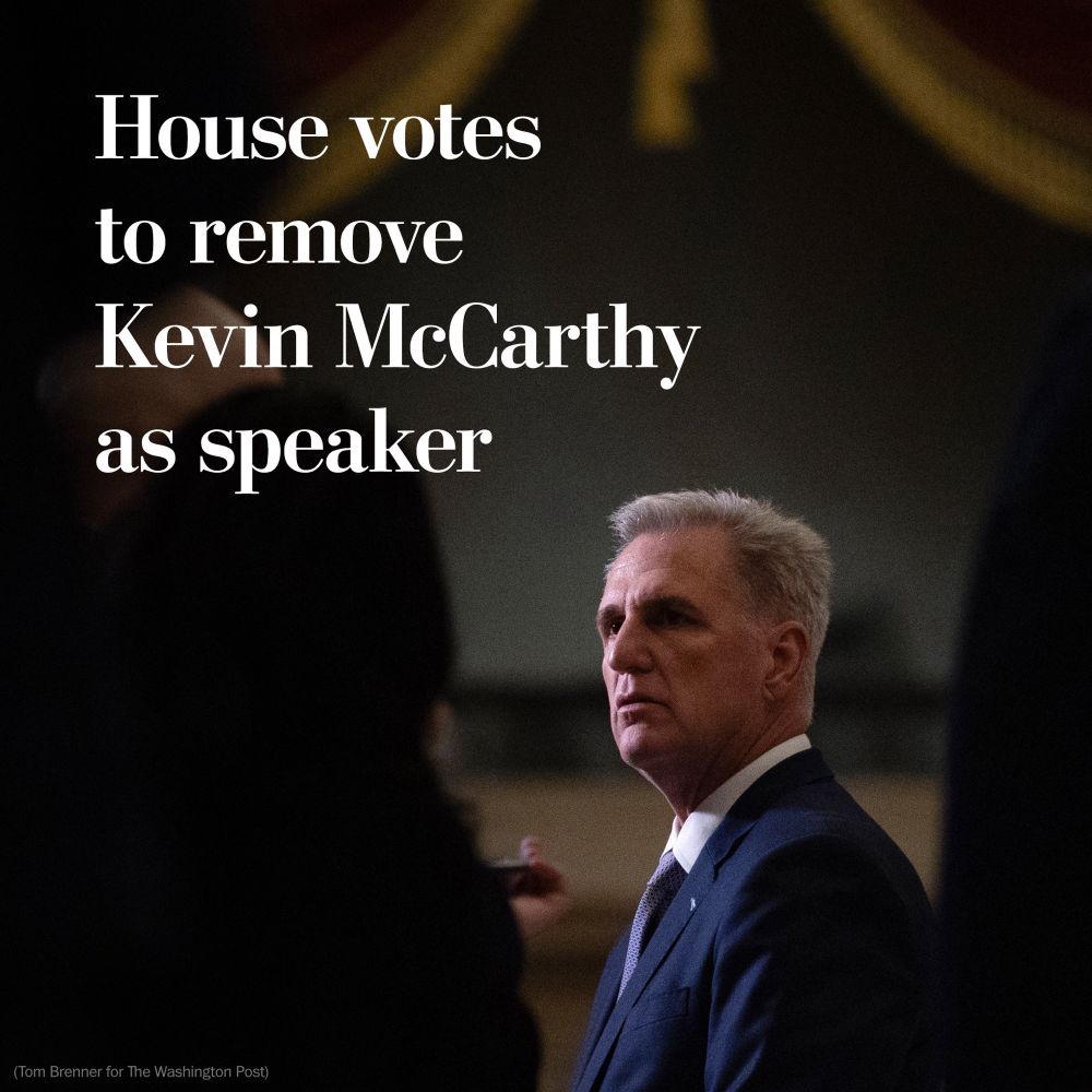 Headline reads: “House votes to remove Kevin McCarthy as speaker”