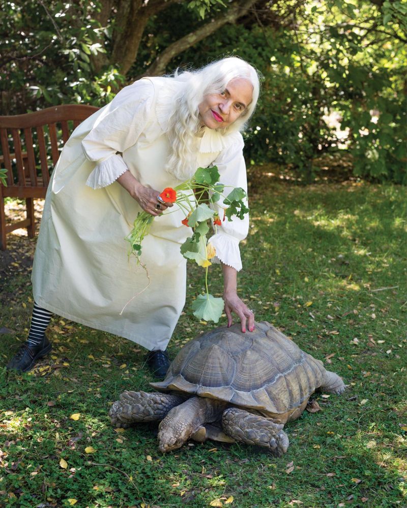 Lauren is pictured with her tortoise, named Kitty. The photo is for Ari Seth Cohen's latest book, "Advanced Pets." 
