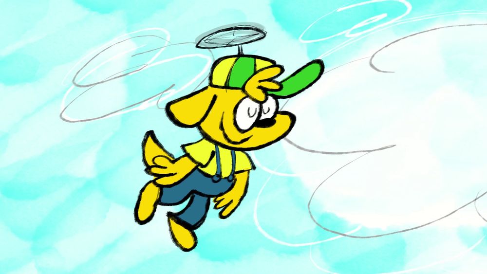 BD flying with his hopter hat!