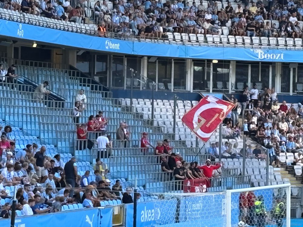 Degerfors in the away end. They could have come in a taxi.