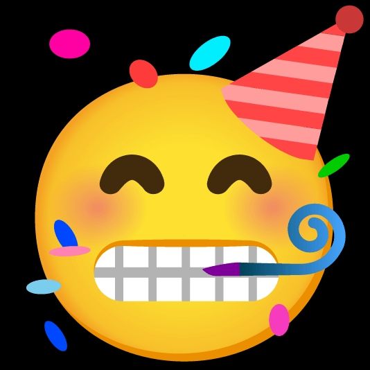 Combinaison de deux emojis. Un smiley faisant un sourire crispé mais avec un chapeau pointu