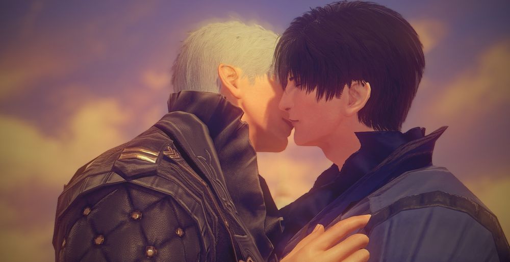 Sylus and Zayne kissing.