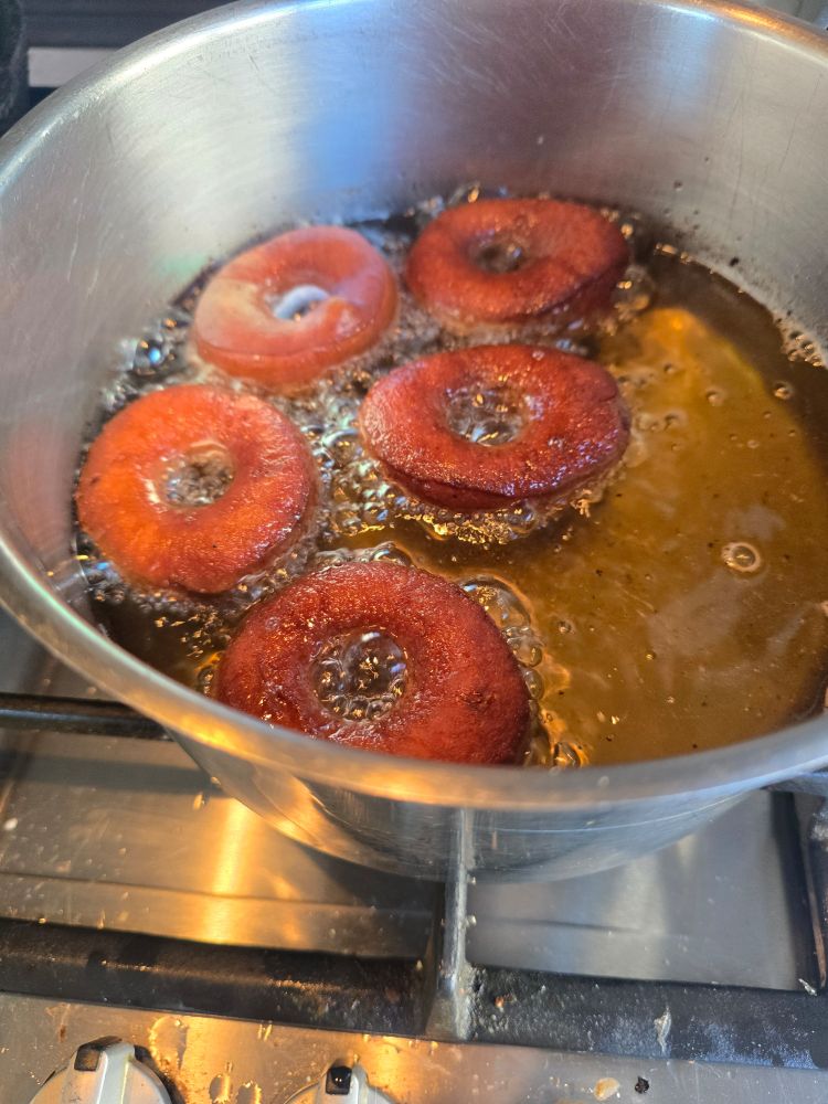 Frying donuts