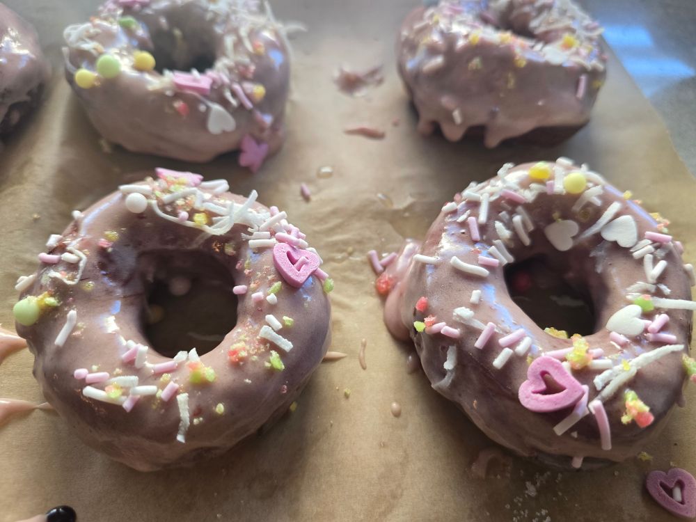 Raspberry glazed donuts