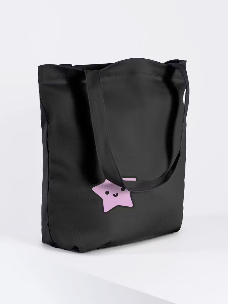 A black tote back with Lucy on it
