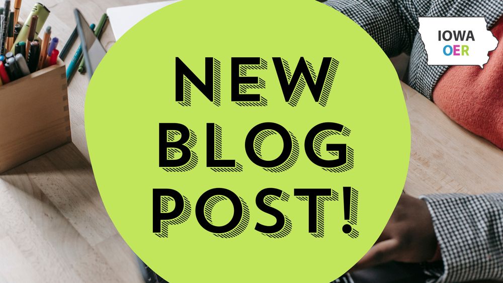 A colorful poster with the text "new blog post!" in all caps.