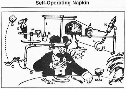An overly complicated machine that's ultimately a napkin for wiping someone's face.