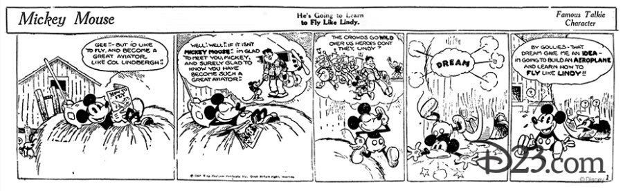 A sample of his Mickey strip where he dreams of becoming a famous aviator.