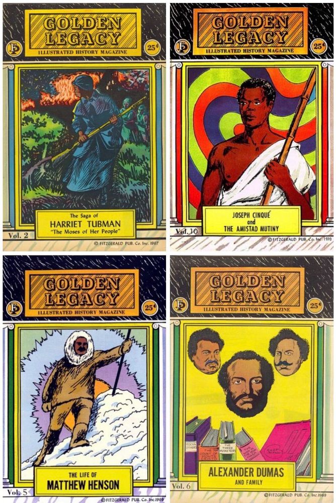 Four issues form Golden Legacy covering Harriet Tubman, the Amistad Mutiny, Matthew Henson, and Alexander Dumas.