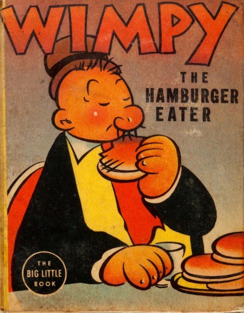 A big little book titled "Wimpy, the Hamburger Eater."