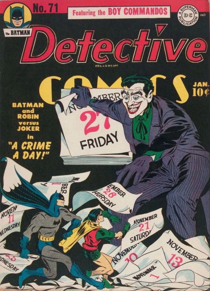 Detective Comics #71, with a cover by Robinson featuring the Joker.
