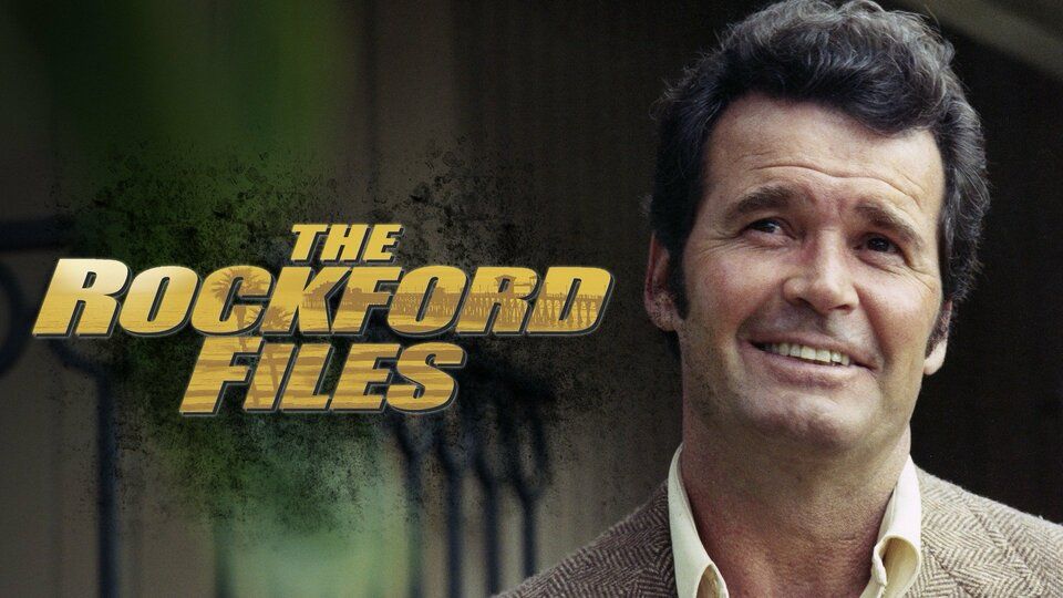 An image of James Garner with the logo of The Rockford Files.