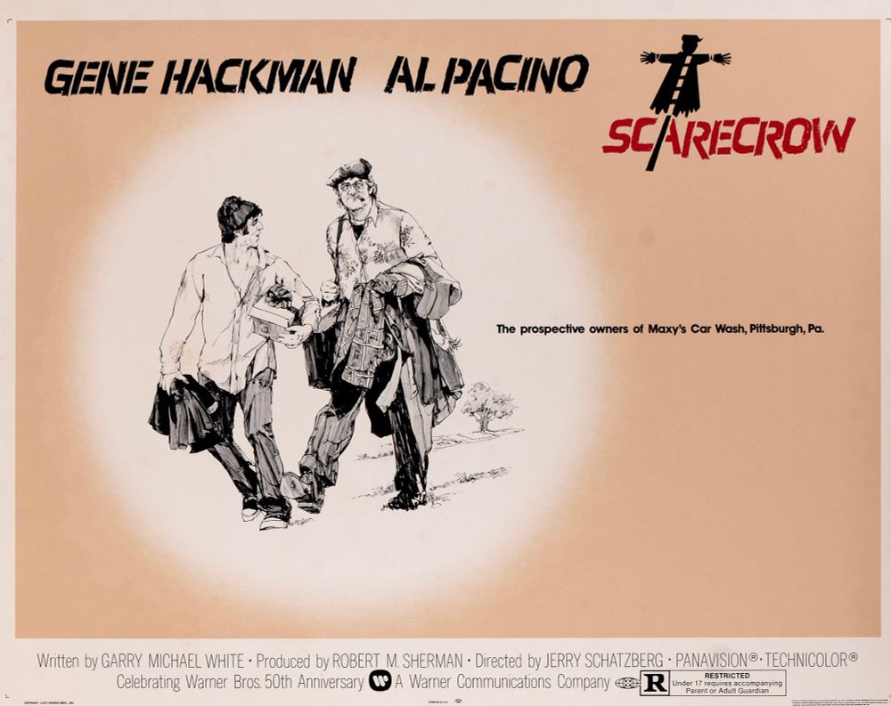 A poster for Scarecrow (1973), starring Gene Hackman & Al Pacino.
