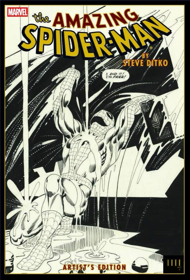 The image of Spider-Man in his famous lifting scene by Ditko. He has just freed himself and is shouting "I did it! I'm free!"