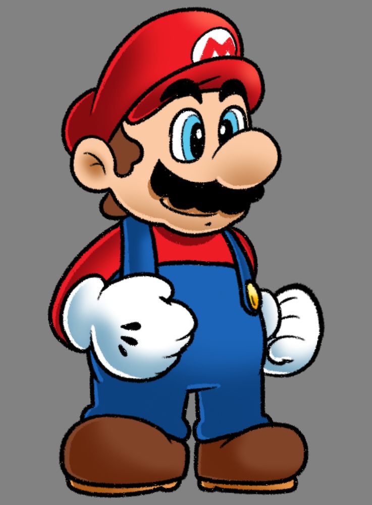an attempt at drawing mario in the shigehisa nakaue art style