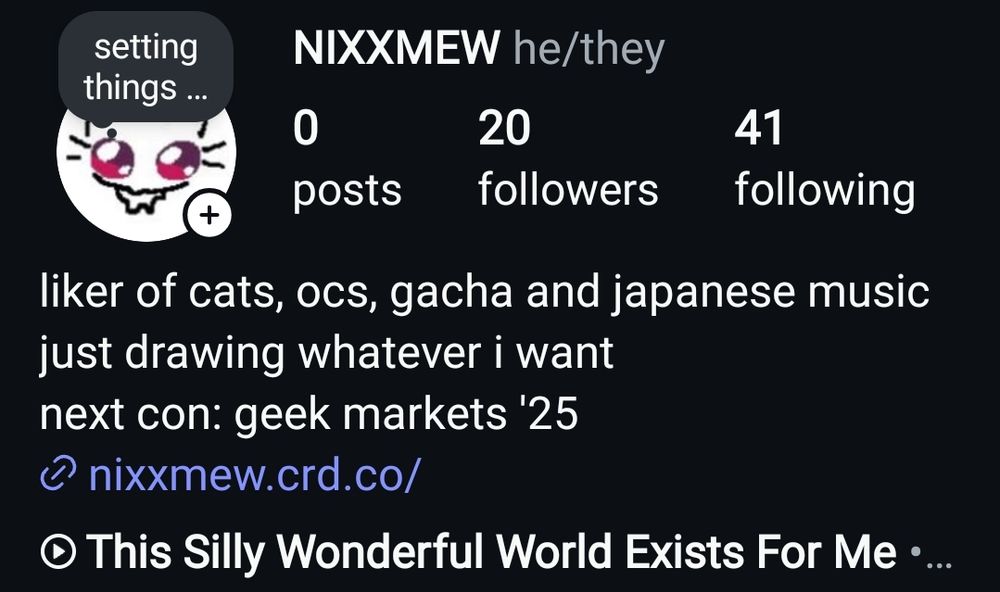 A screenshot of my new Instagram account