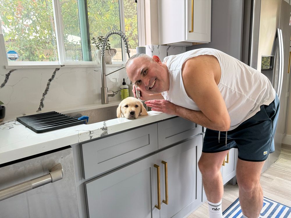 Lyndon’s first bath…in the kitchen sink