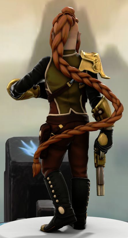 A screenshot of Hero Forge. Depicted is the back of a ginger-haired human. His hair is braided and swishes with motion.