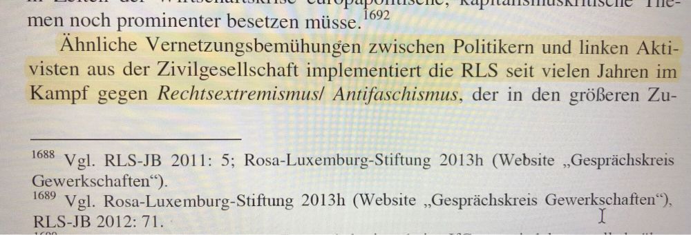 Screenshot aus Diss. Es wird behauptet, die Rosa-Luxemburg-Stiftung kämpfe gegen Antifaschismus.