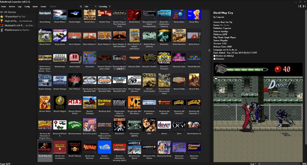 Screenshot of the kahvibreak app front end - a collection of Java mobile phone games built into an interface that links to emulators and streamlines just being able to fuck about with the games without much of any config ballache.