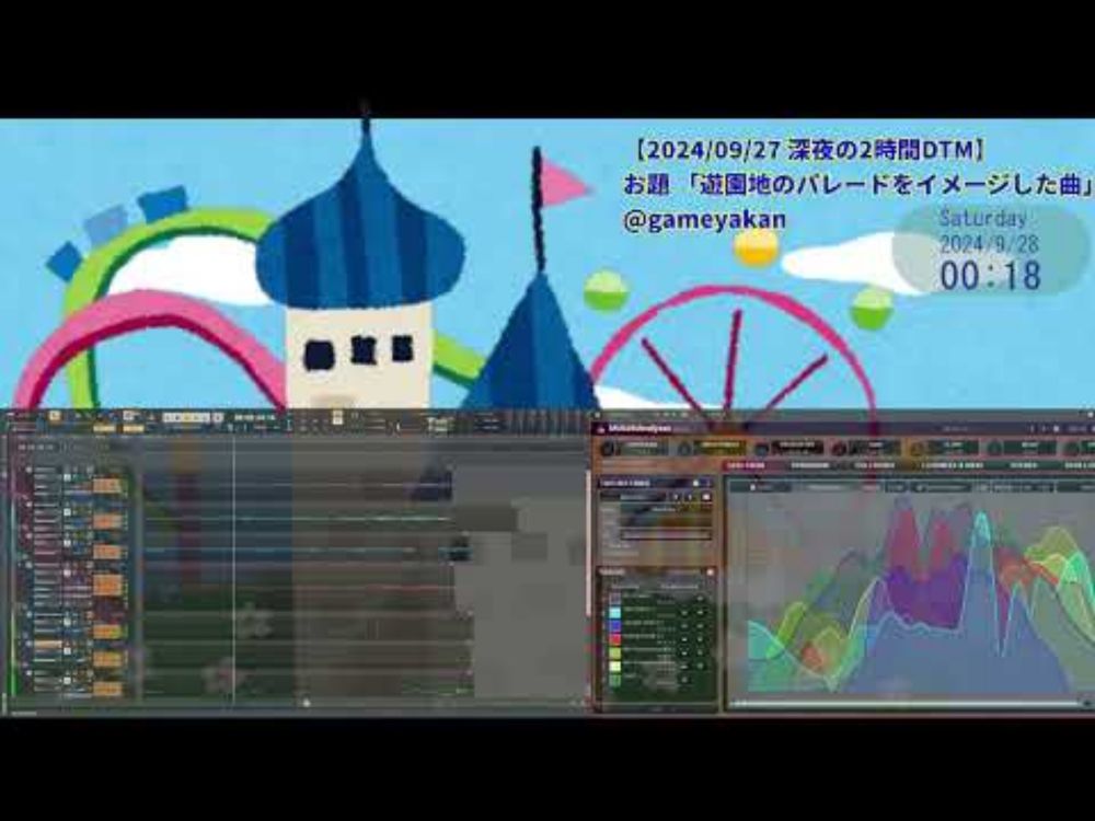 【2024  9/27  2時間DTM】お題 「遊園地のパレードをイメージした曲」深夜の2時間DTM 【げーむやかん】