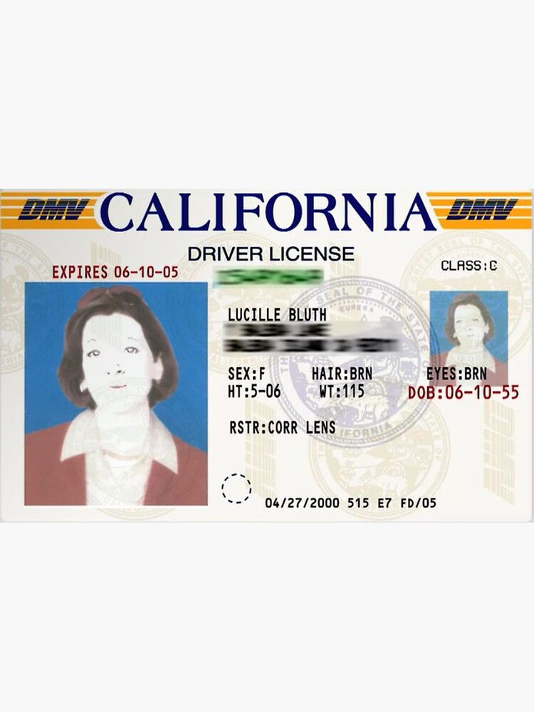 Lucille Bluth’s airbrushed drivers license 