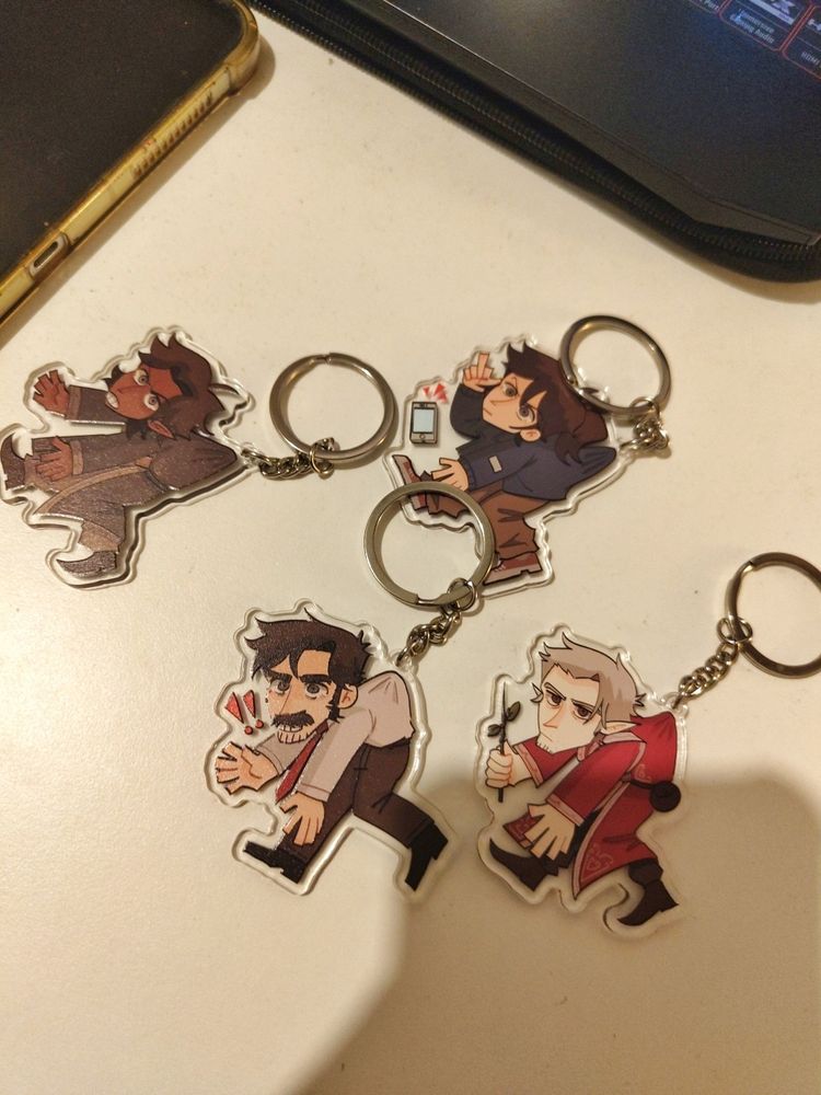 Keychains of 4 of my OCs i'm gonna sell :)