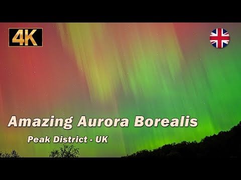 Amazing Aurora Borealis display in the Peak District, UK.