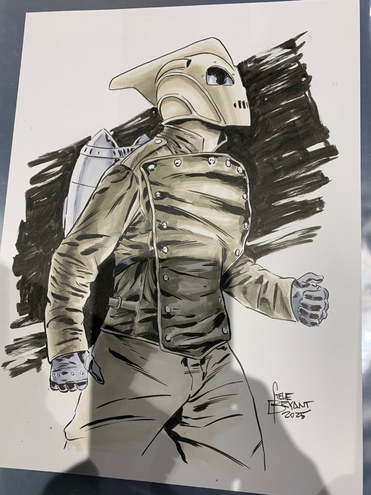 9x12 ink and marker drawing of the Rocketeer. 