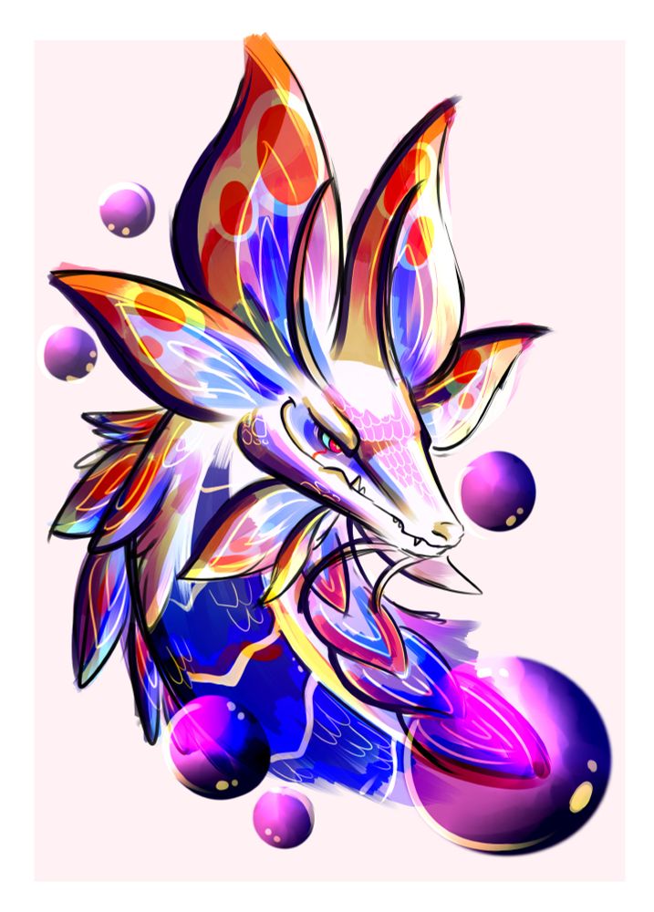 An apex mizutsune sketch in a pink background.
I was hunting one with my friends and said: "dude got the bisexual palette"