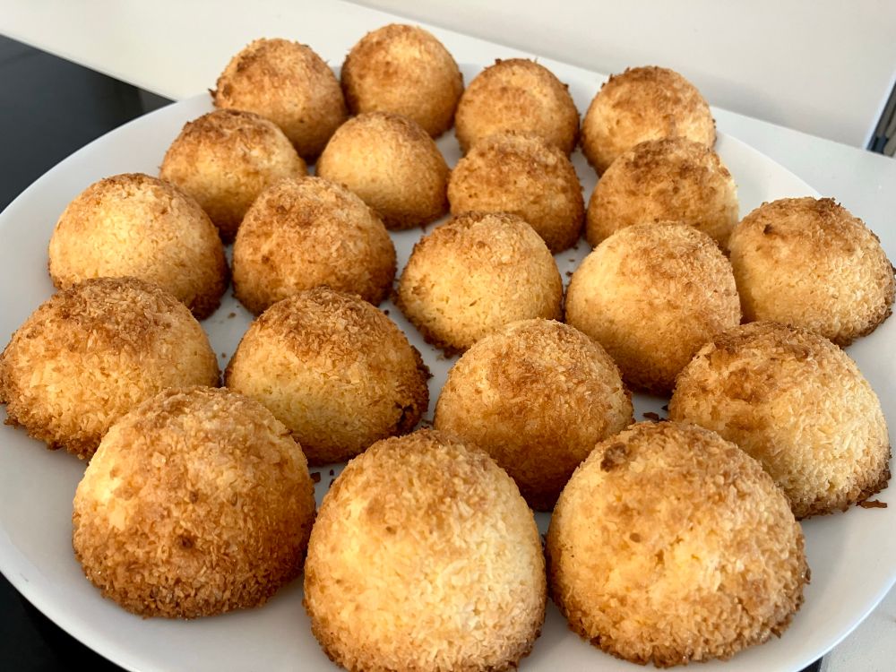 Coconut pyramids on a plate