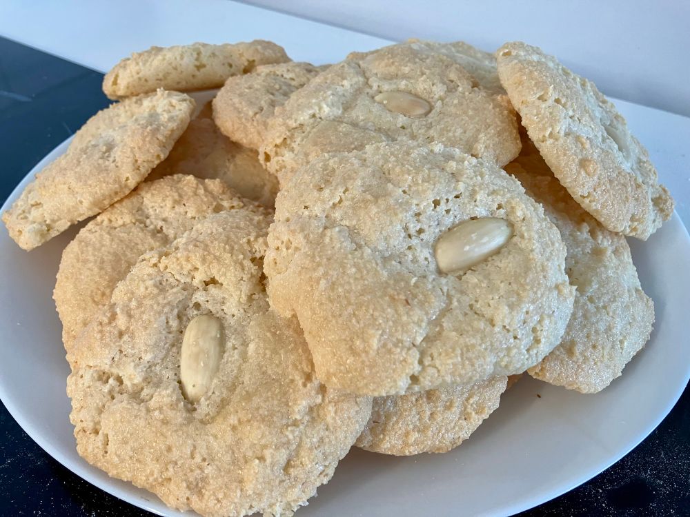 Almond macaroons on a plate 