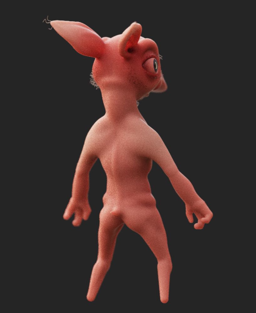 Unfinished 3D model of a humanoid goblinoid character.