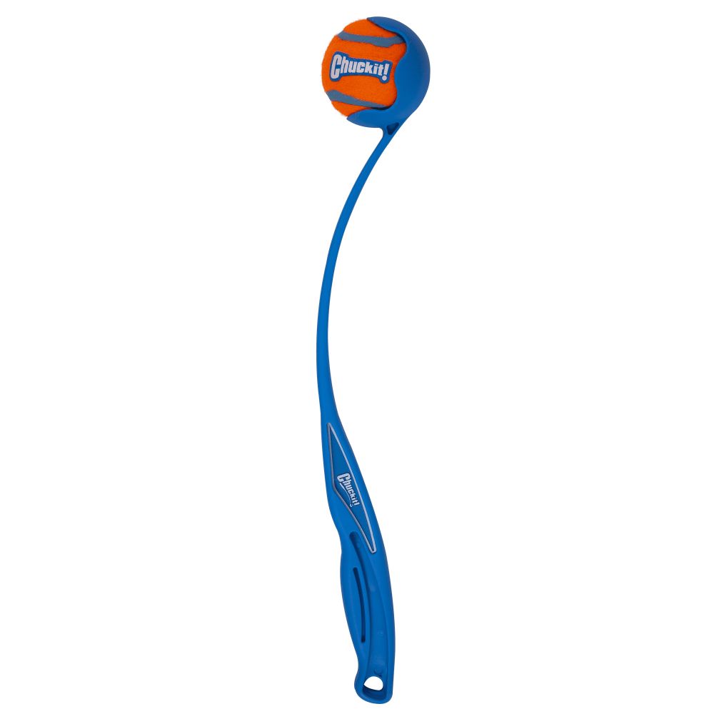 A chuckit dog toy used to fling tennis balls very far