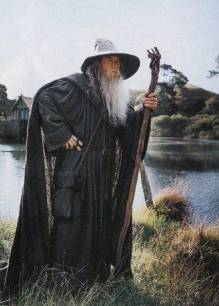 Gandalf from the Lord of the Rings movie with his staff