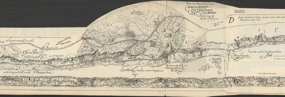 Close-up of Palisades Interstate Park sketch map by Robert. L. Dickinson