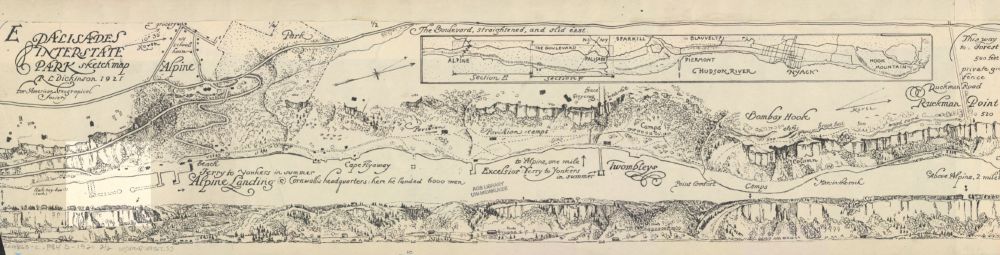 Close-up of Palisades Interstate Park sketch map by Robert. L. Dickinson