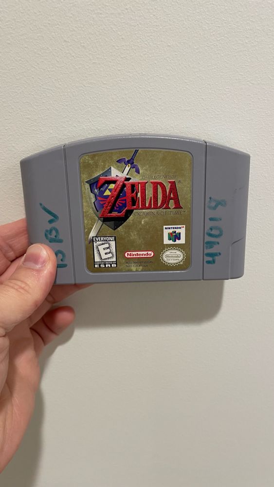 Nintendo 64 cartridge of The Legend of Zelda: Ocarina of Time. 