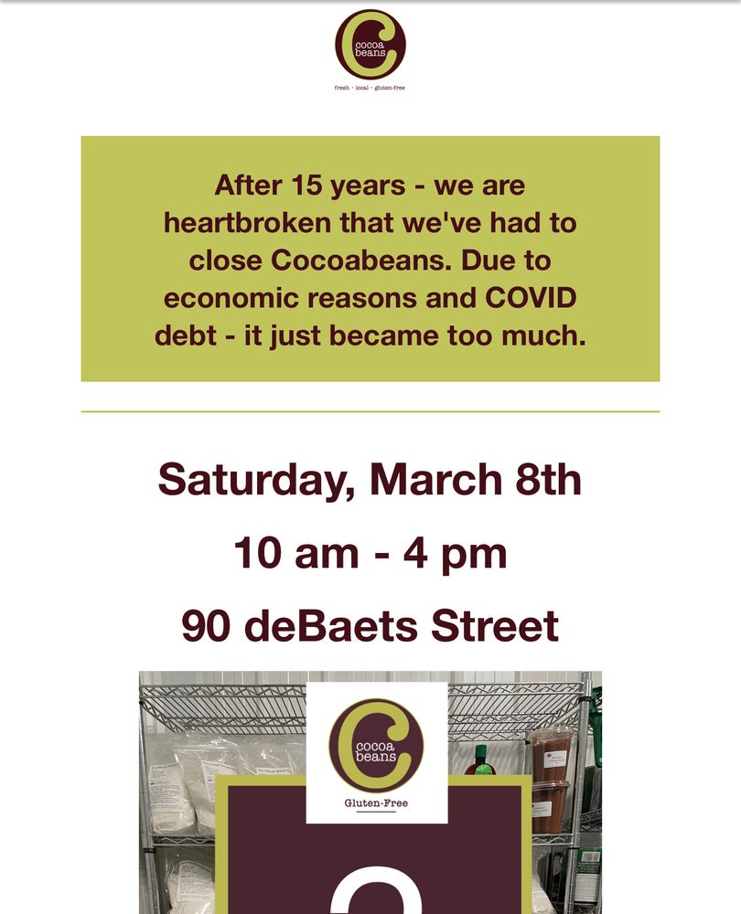 The closure of CocoaBeans is a huge loss to our community.