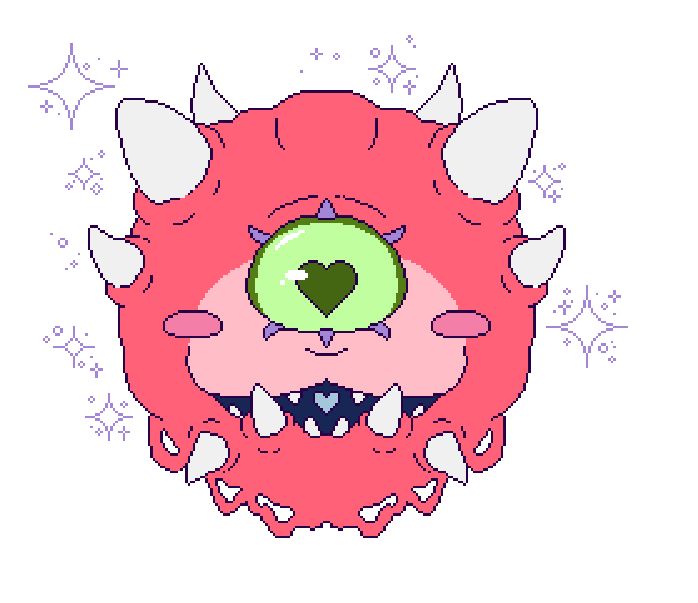 a lil sparkly cacodemon from doom who is having a REALLY good day. he's really feeling himself. love that for him tbh.