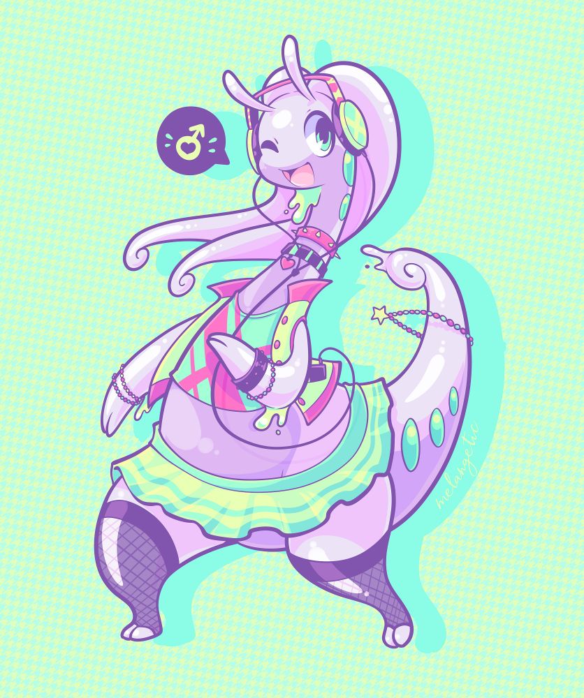 Goodra wearing headphones, 2 chokers, a cropped vest and shirt and a skirt and fishnets!
This pic was from 2019 but I still love it. It was made to pair with Drag-onite who was made prior.