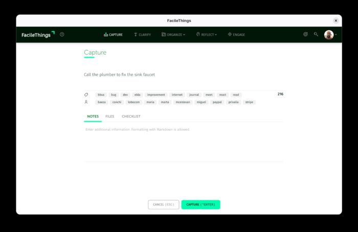FacileThings capture option