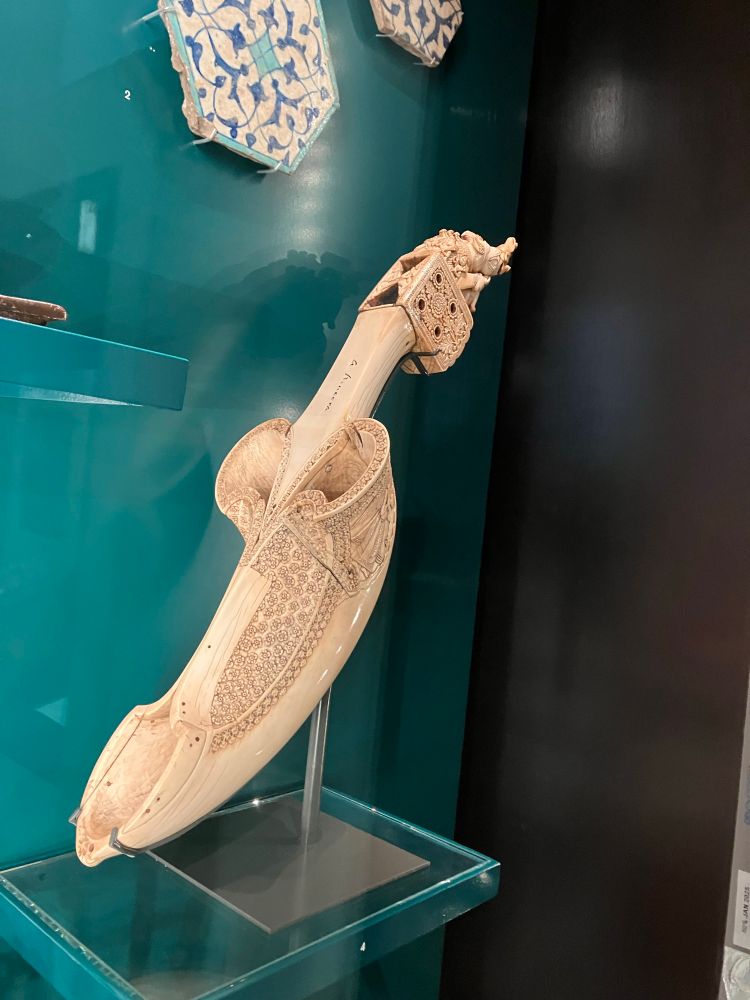 An ivory sarinda, a stringed instrument from India, probably 1600s.