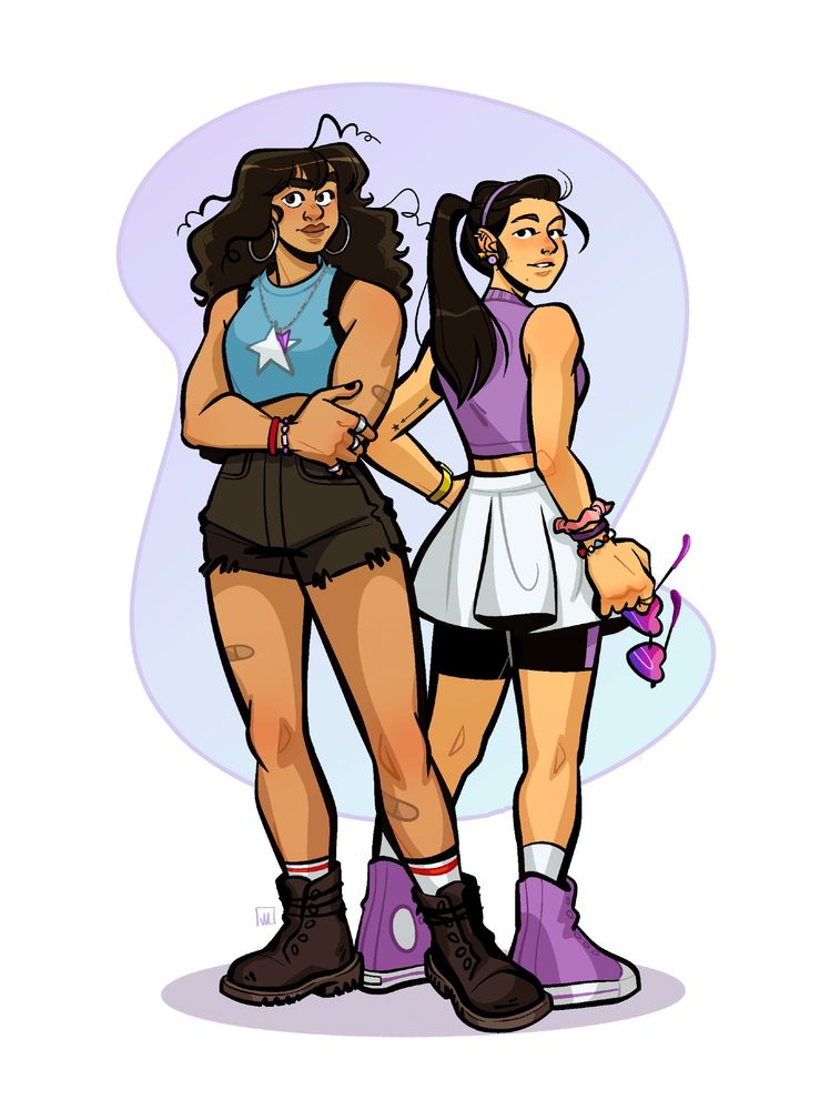 America Chavez and Kate Bishop stand back to back.
