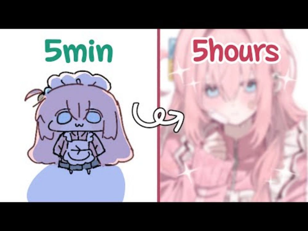 5min vs 5hours drawing